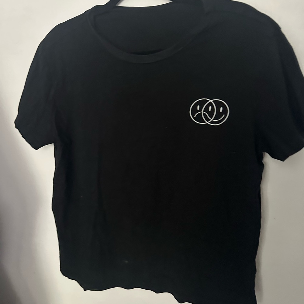 Black T-Shirt with Smiley Face Design